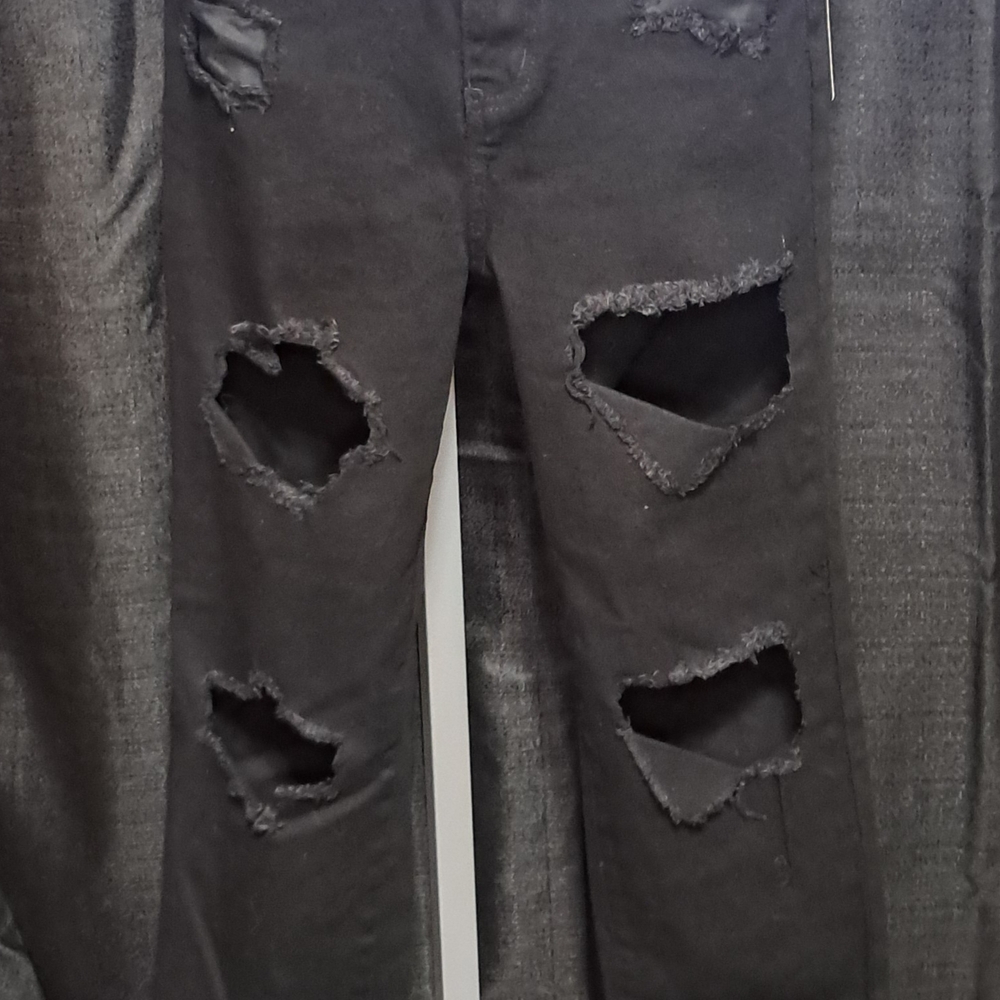 Womens Black Distressed Jeans